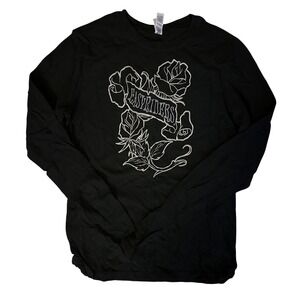Bella Easyriders Graphic Long Sleeve T-Shirt Black Rhinestone Rose Women Medium